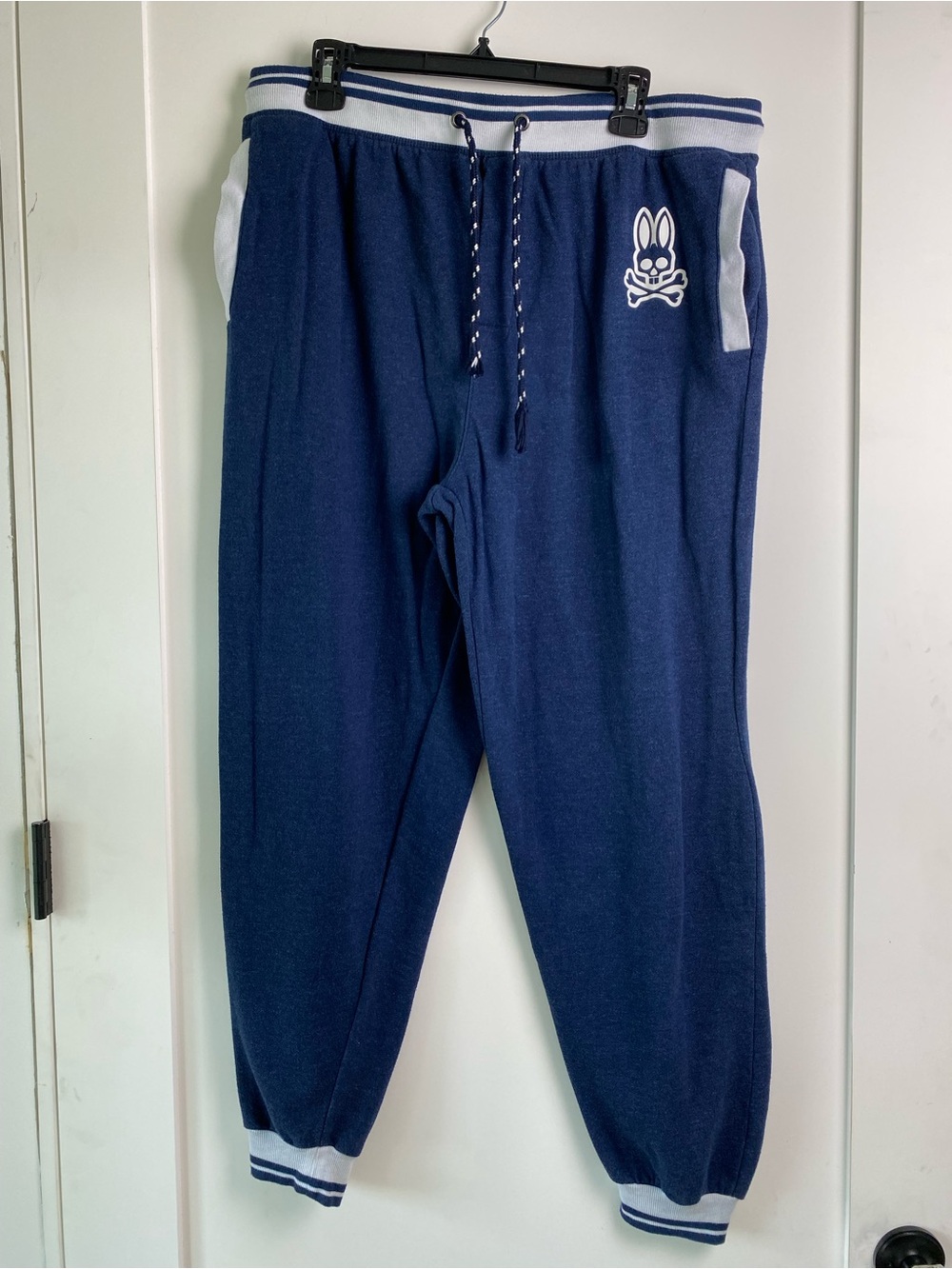 Psycho Bunny Navy Joggers with White Trim and Bunny Logo